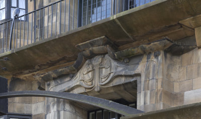Relief sculpture above school entrance