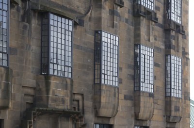 West façade, library windows