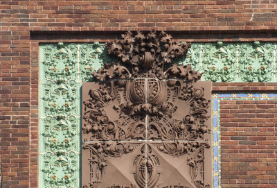 Terracotta detail on upper left corner, detail