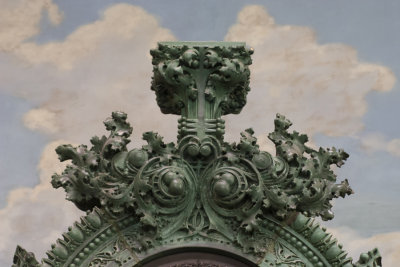 Central terracotta clock  - upper section