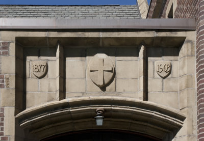 Holy Spirit Episcopal Church, detail over parish hall door