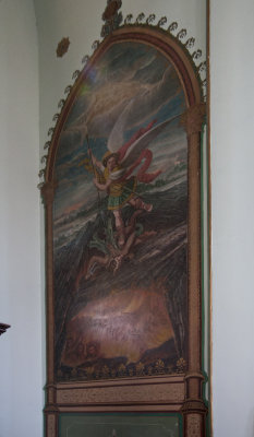 St. Michael mural, rear-most on the pulpit side
