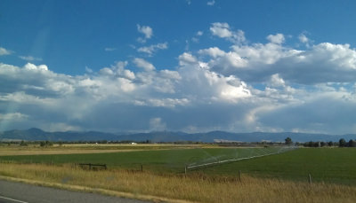 Irrigation with mountains in the distance*