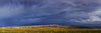Panorama of evening light near St. Bathans, Central Otago, New Zealand