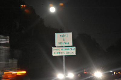 Bright moon, busy road.