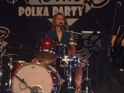 Mollie on drums