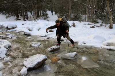 Big step at the last water crossing