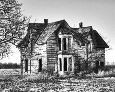 Old Farmhouse in Black and White