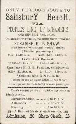 Steamship schedule - Boston to Salisbury
