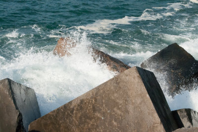 Basalt blocks for breaking the waves