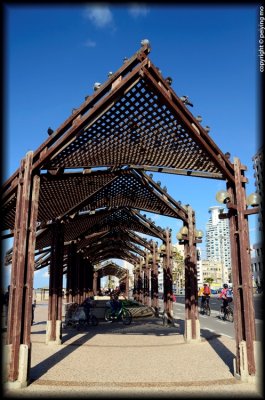 Shaded walkway, Tel Aviv beachfront