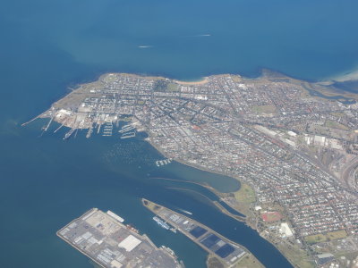 above Williamstown Melbourne to Auckland flight on Air New Zealand