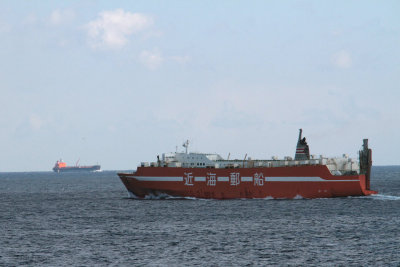 Passing ships from the ferry from Hokkaido to Tokyo Bay
