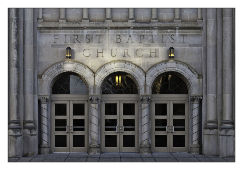 Baptist church front.