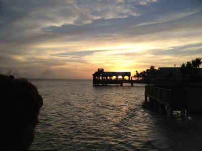 Jess watching a cruise ship pull out