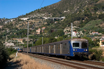 A regional train, coming from Nice, near Ventimiglia.
