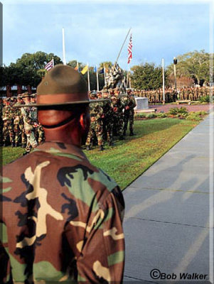 Drill Instructor With Troops In Formation