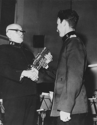 1966 - Burton Citadel Band - Presentation of New instruments (11) - to F J Matkin by The British Commissioner W. F Cooper.