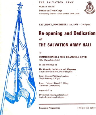 1978 November 11th - Re-opening and Dedication of Burton Citadel by Commissioner & Mrs Bramwell Davis
