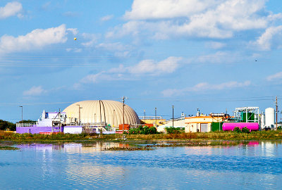 This might be the most colorful waste treatment plant around.  
