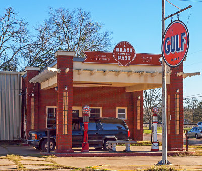 This old station now serves as an antique store.