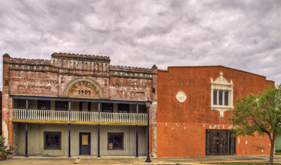 An old movie theater and adjacent bldg. in Refugio, TX