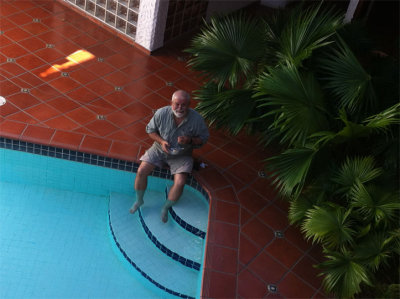 Looking from balcony- Craig cooling off.