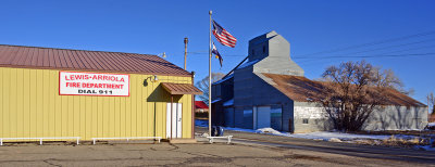 Arriola, CO fire station & grain elevator.