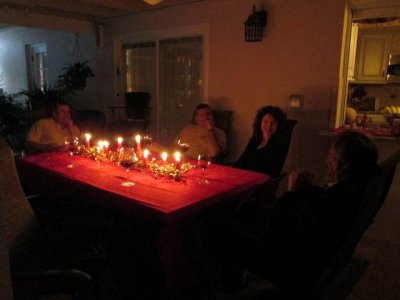 Relaxing with wine and candles