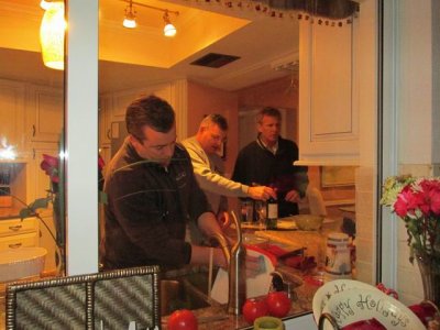 The boys cleaning