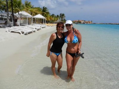 Rosie and Mary on the beach at Curacao