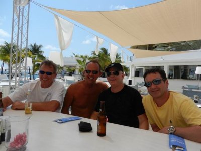 The boys beach lunch at Curacao