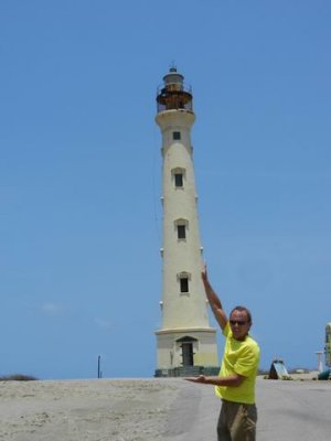 Terry holding the lighthouse