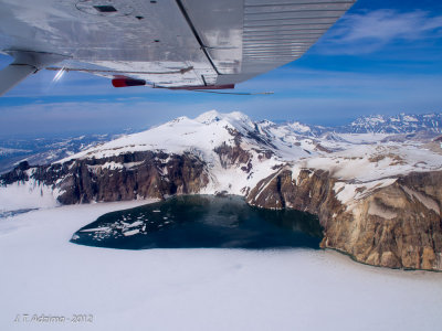 The caldera at Mt. Katmai with associated lake still iced over
