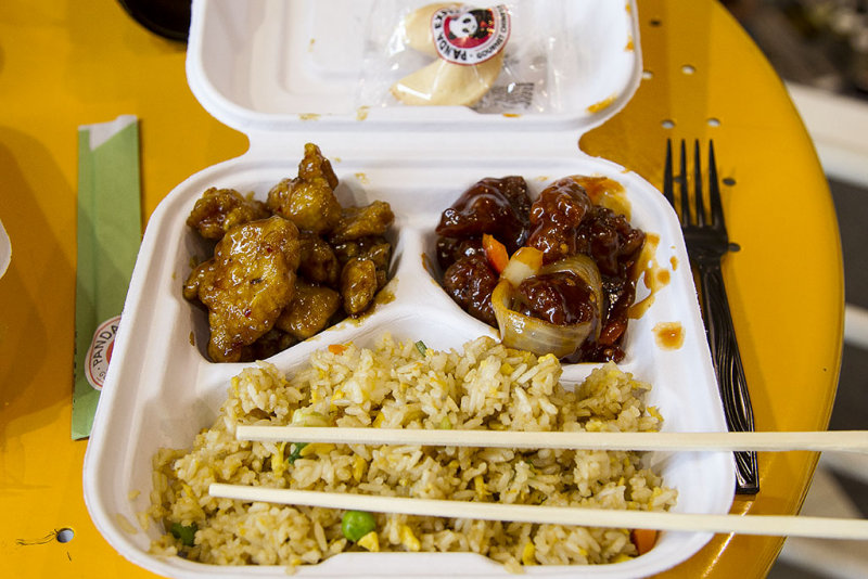 Panda Express Orange Chicken, Beijing Beef and Fried Rice