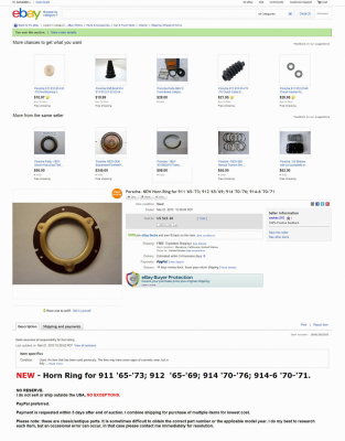 20130321 Porsche 914-6 Horn Ring NOS eBay $23.20