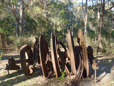 Rusting winch at Bartlett's Mine