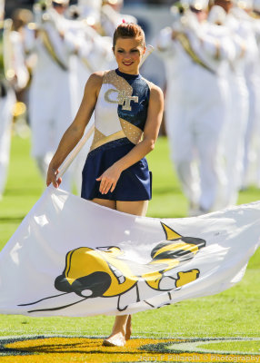 Tech Flag Team member performs at halftime