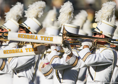 Yellow Jackets Band marches during the halftime show