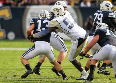 Tech DE Emmanuel Dieke sacks Brigham Young QB Nelson