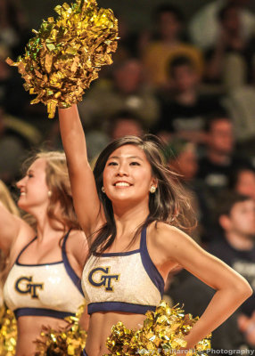 Jackets Dance Team Member performs during a timeout
