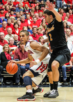 Wildcats G Johnson goes baseline past Long Beach State G Peter Pappageorge