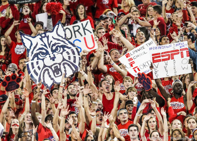 Arizona Wildcats Fans turn their attention to the ESPN camera