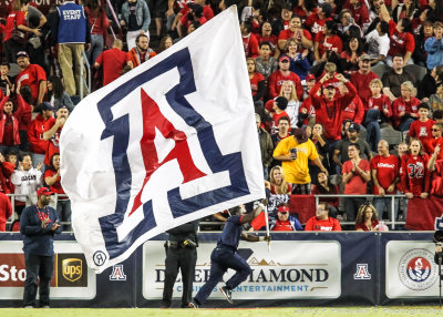 Wildcats Flag is paraded in the end zone after an Arizona score