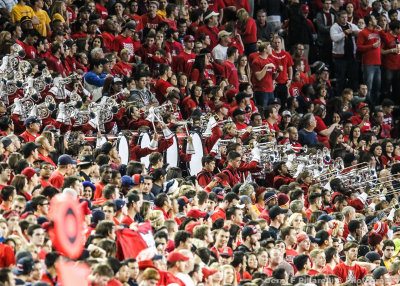 Wildcats Band performs from their place in the stands during a timeout