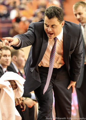Arizona Head Basketball Coach Sean Miller addresses the bench