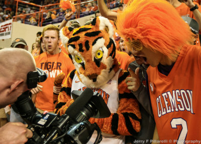 Clemson Mascot The Tiger mugs for the ESPN camera