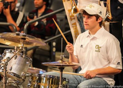 Jackets Drummer performs during a timeout