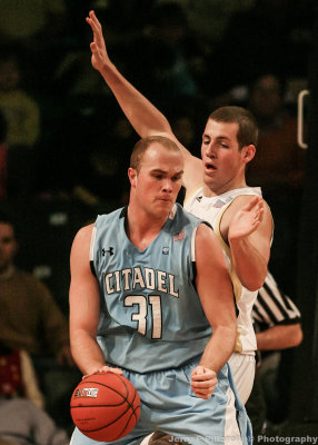 Georgia Tech C Miller holds his ground on Citadel C Groselle