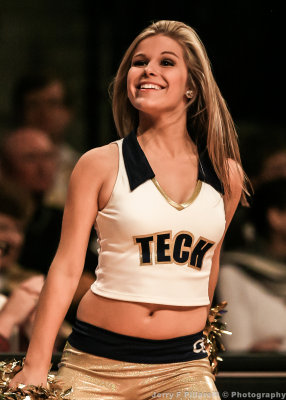 Jackets Dance Team member during a timeout